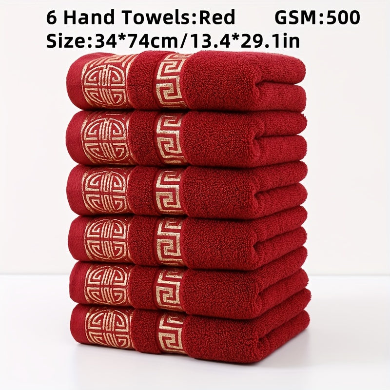 6-to'plam paxta sochiq to'plami, juda yumshoq, yaxshi o'zini o'zi yuvadigan, soya chidamli, geometrik dizayn, uy, hammom, sayohat uchun