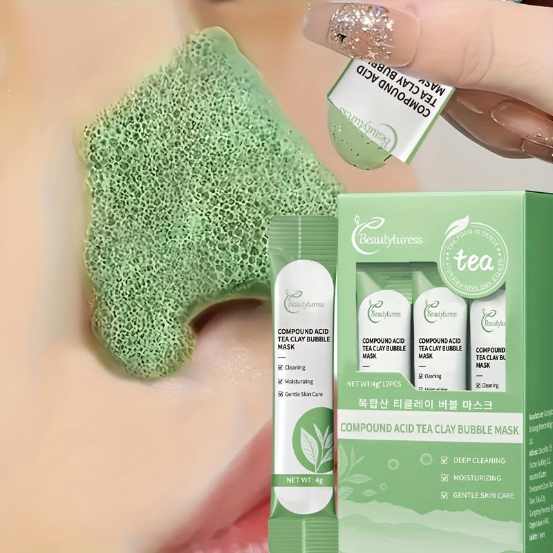 12-Piece Hydrating Tea Tree Bubble Mask Set for All Skin Types
