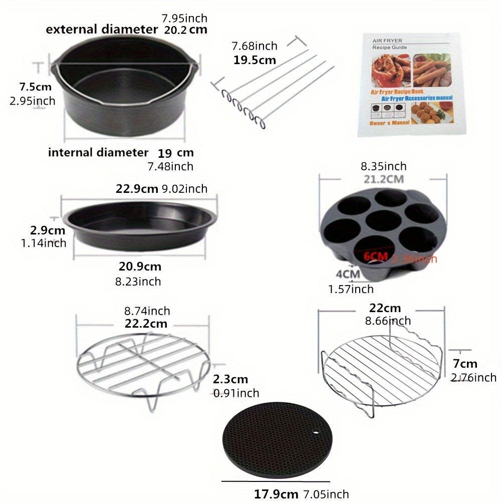 11-Piece Air Fryer Accessories Set 22.86cm Nonstick BPA-Free Dishwasher Safe with Recipes Cookbook