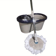 Spin Mop and Bucket Set with Microfiber Pads, 360° Swivel Head, Adjustable Handle for Household Cleaning