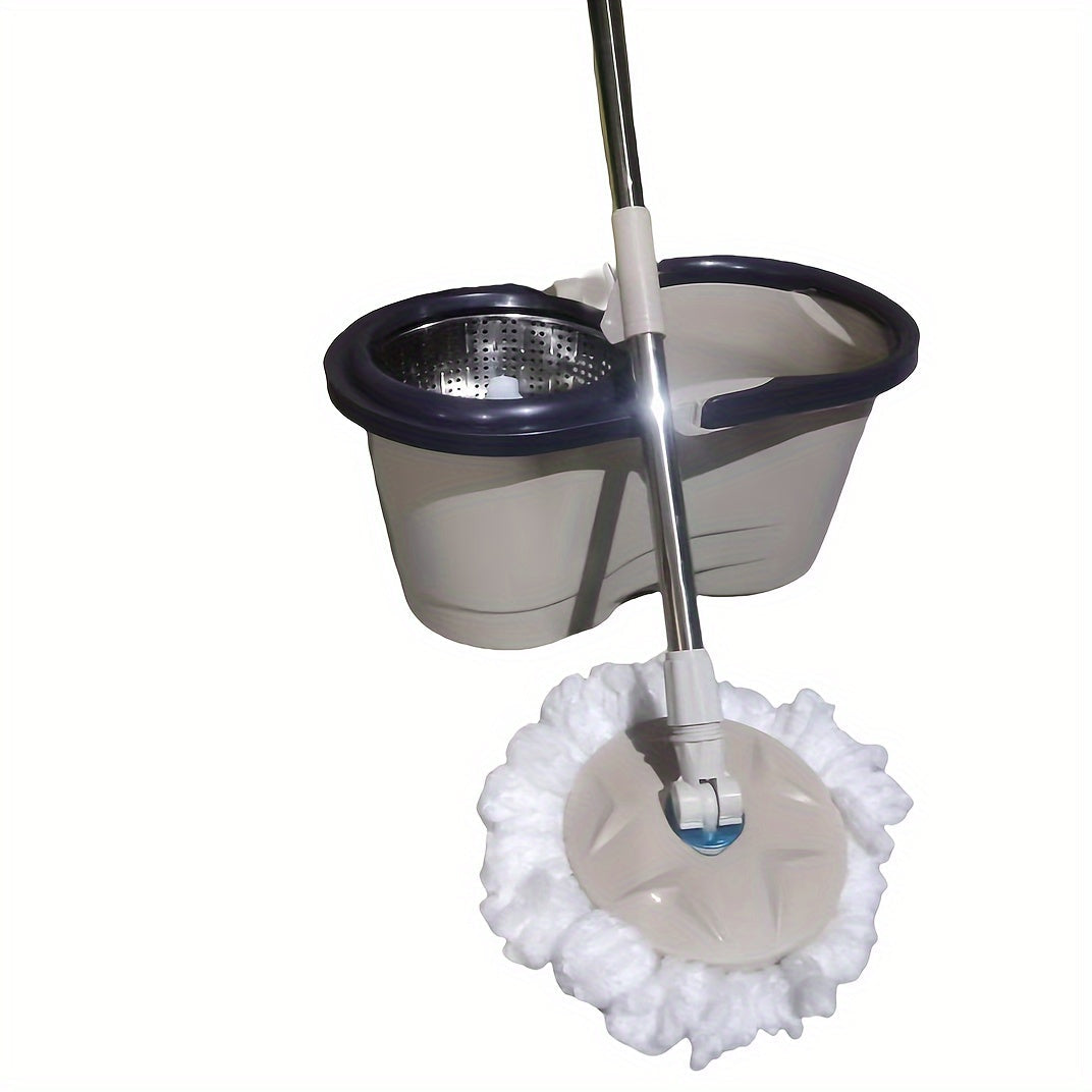 Spin Mop and Bucket Set with Microfiber Pads, 360° Swivel Head, Adjustable Handle for Household Cleaning