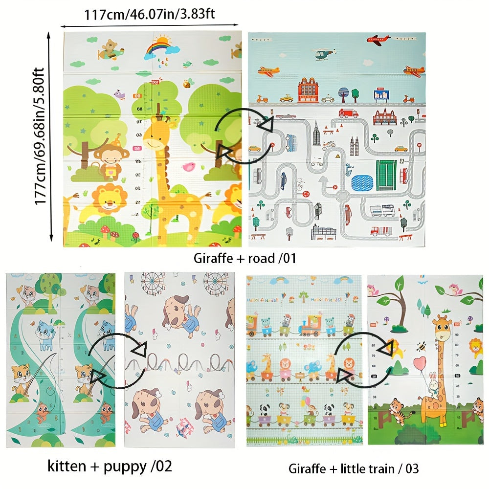 Kids Play Mat Reversible Cartoon Design Extra Plush Durable Crawling Safe 177cm x 117cm