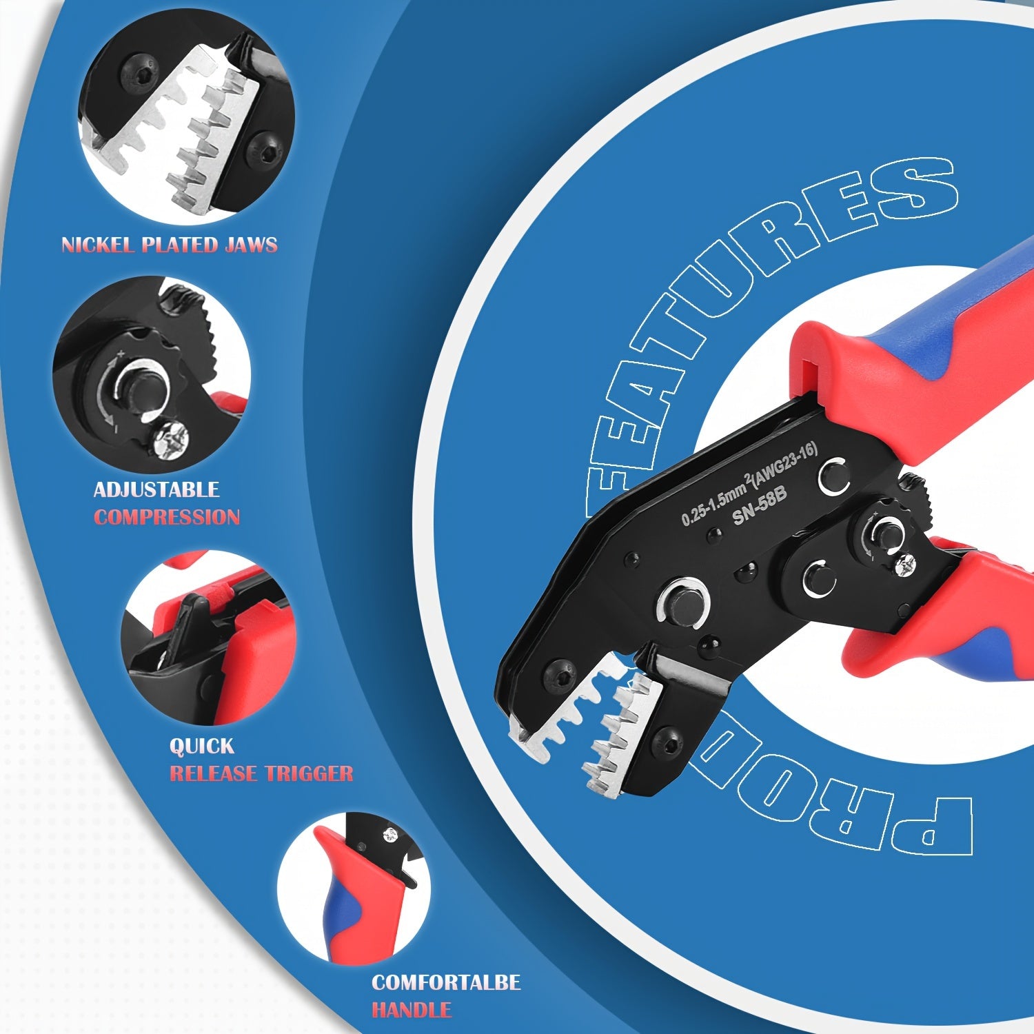 6-in-1 Crimping Pliers Set for Electrical Terminals Insulated Non-Insulated Dupont