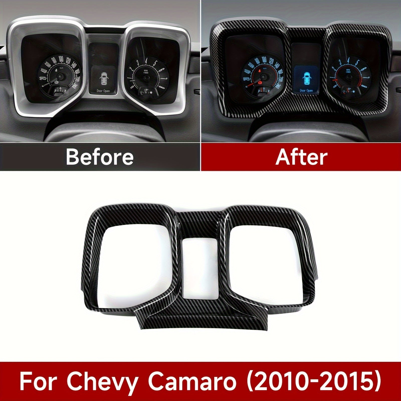 Car Dashboard Instrument Panel Cover ABS Carbon Fiber Trim Sticker for Camaro 2010-2015
