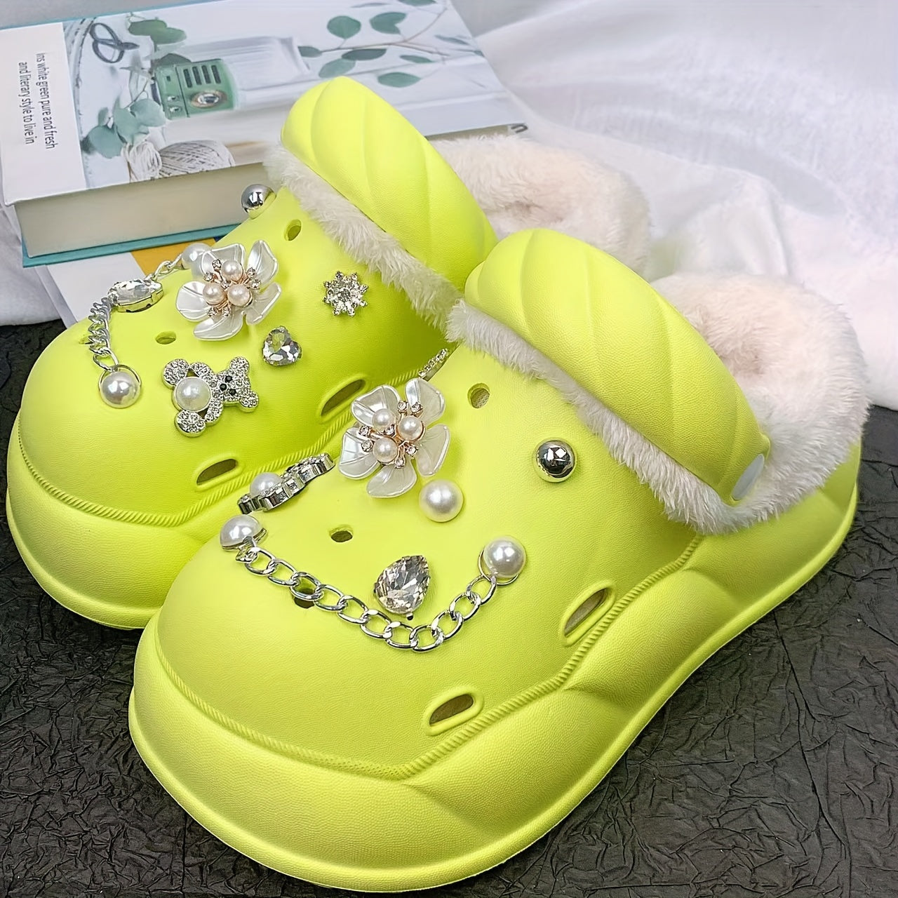 Women Thick-Soled EVA Slippers for Home Outdoor Beach with Accessories