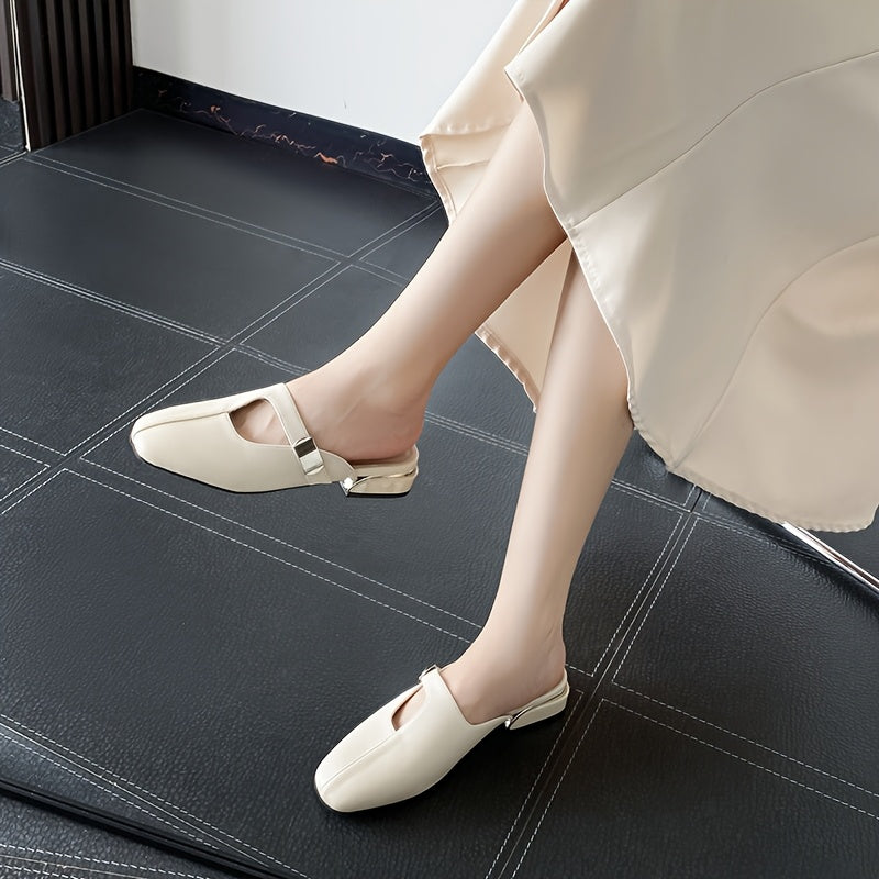 Women Mule Shoes Synthetic Cover Black White Pointed Toe All-Season