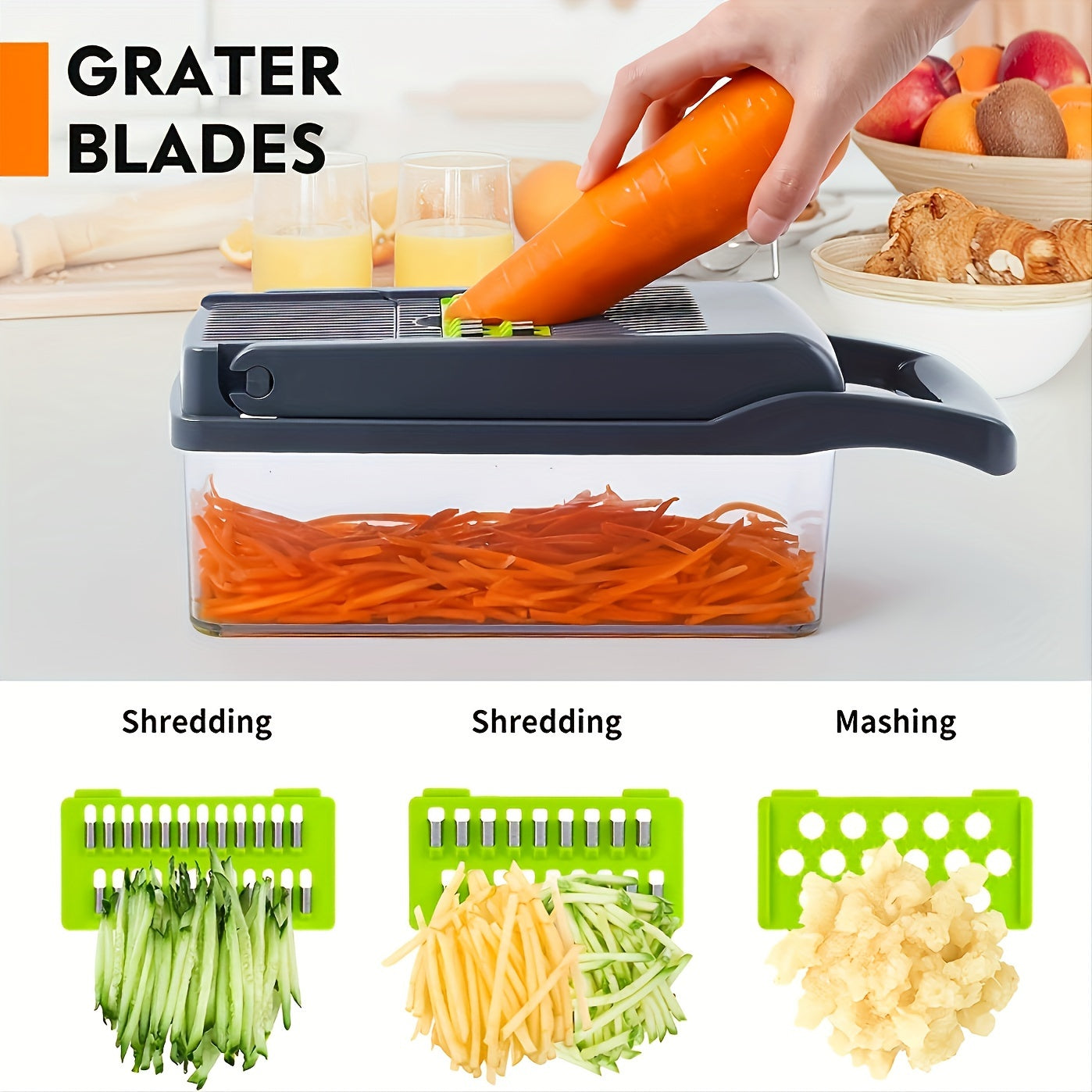 13-in-1 Vegetable Chopper and Fruit Slicer Kit with 8 Blades and Container