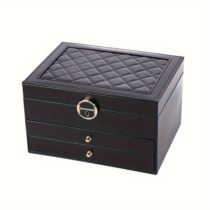 Caja de almacenamiento de joyas con gran capacidad, organizador de varias capas para collares y anillos