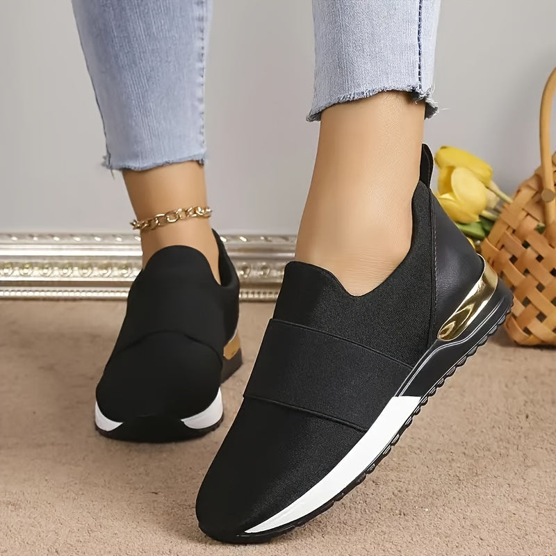 Women's Canvas Slip-On Sneakers with Mesh Lining Non-Slip Sole All-Season