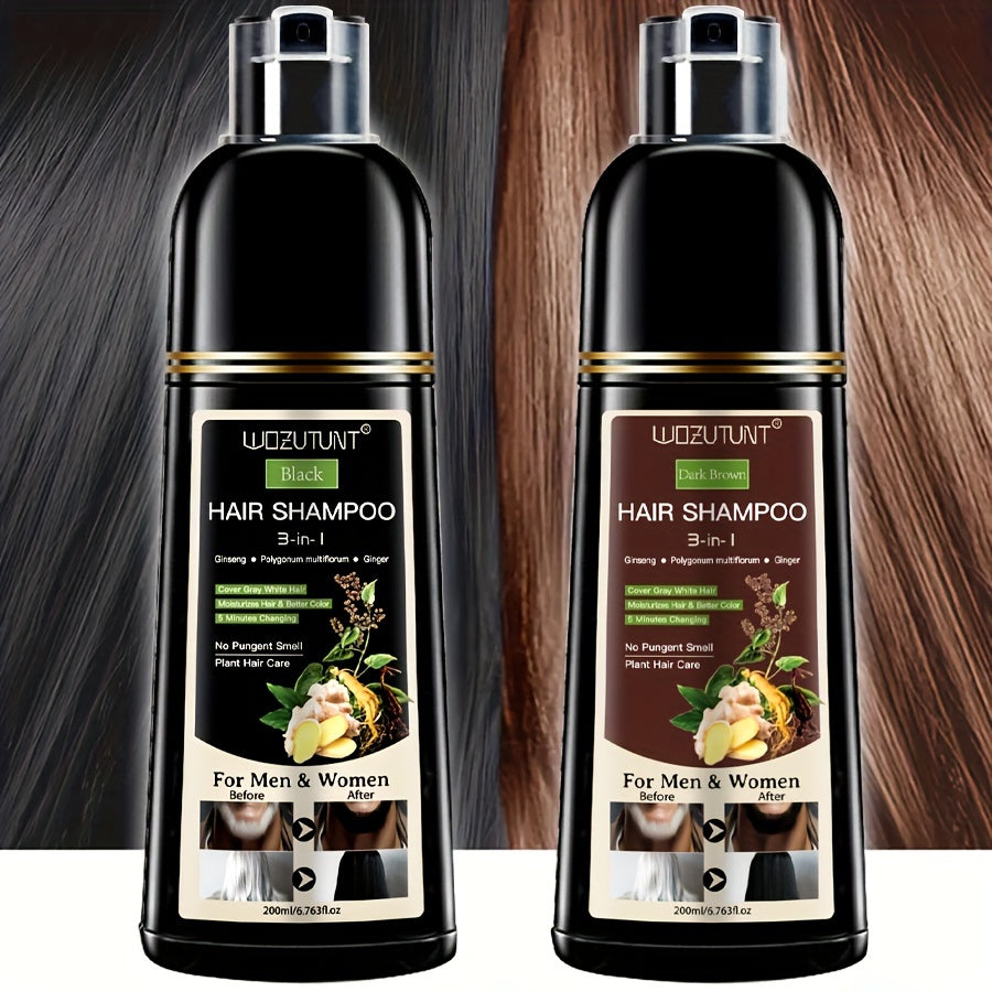 Women Hair and Beard Color Shampoo Black Dark Brown Plant Squalane Ginseng Ginger