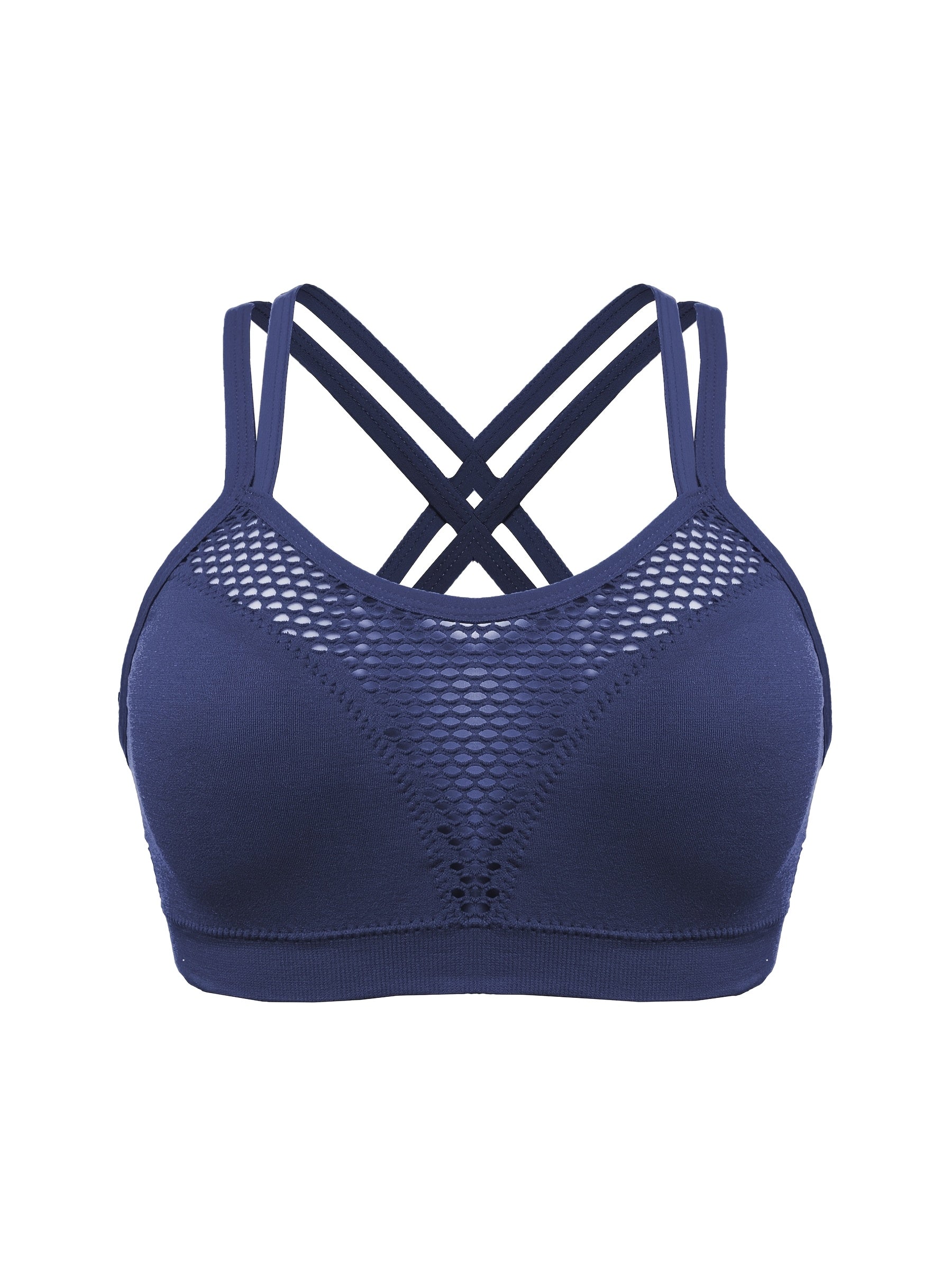 Plus Size Women's Sports Bra Adjustable Straps Mesh Front Removable Pads Workout Fitness