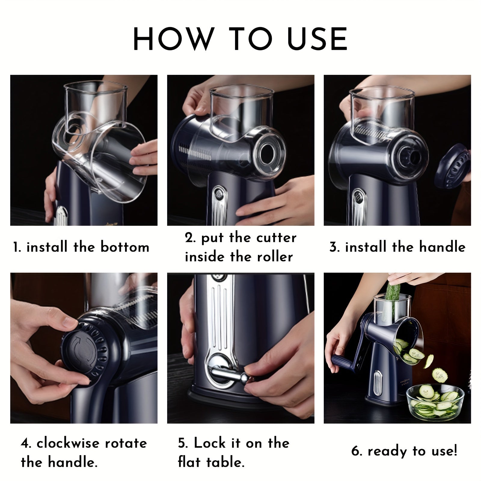 5-in-1 Rotary Cheese Grater Vegetable Slicer Nut Grinder Kitchen Tool