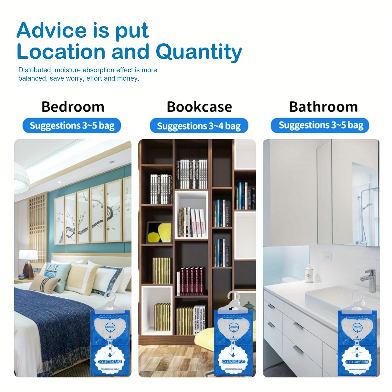 Бесцветные висячие влагопоглотители для шкафов и спален, упаковка 100 г, 10 штук