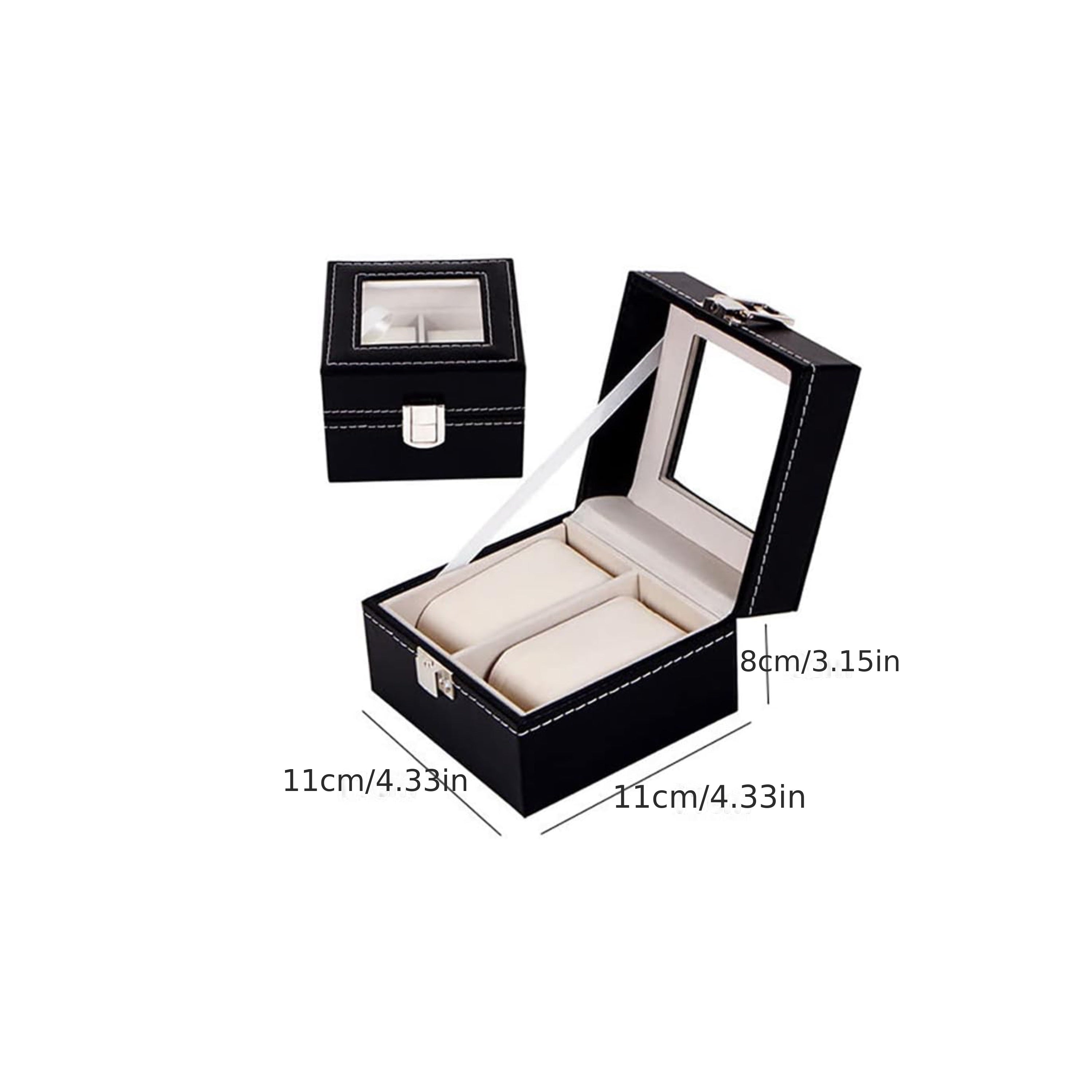 Leather Watch Storage Box with Glass Top for 1, 6, 12, or 24 Watches