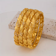 Gold Plated Copper Cuff Bracelet for Women Adjustable Bangle Jewelry Gift