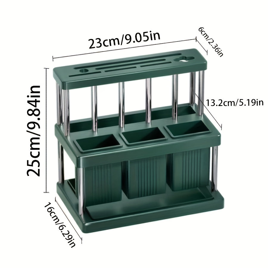 Metal Utensil Organizer with Knife and Fork Storage Draining System