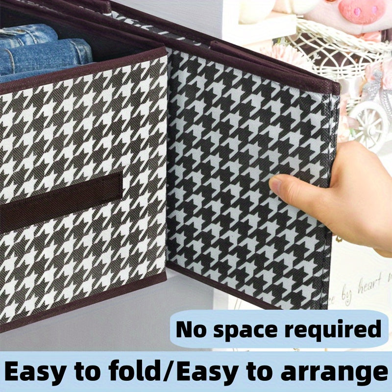 Складная коробка для хранения с узором «гусиная лапка» из мягкой ткани для одежды и джинсов