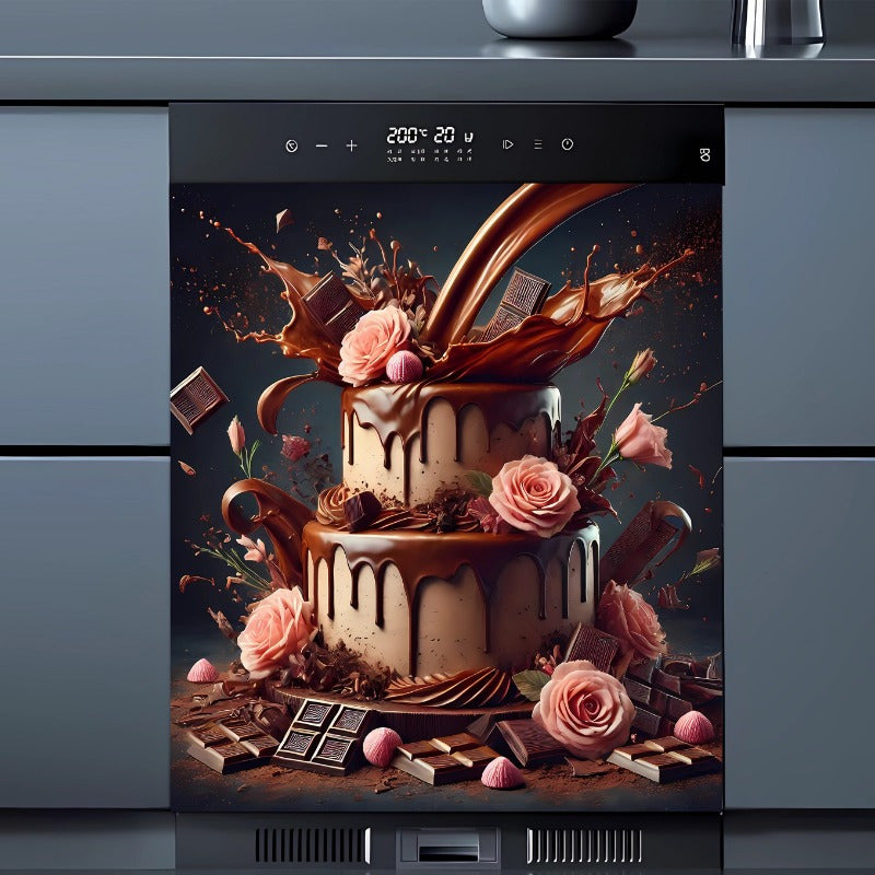 Gul va Shokolad Dizayni Oshxona Dekori Nikel Qoplamali Qaynatgich Magnit Qopqog'i, 58W x 65H sm. Bahor Mavzusida va Elektr Energisiz.