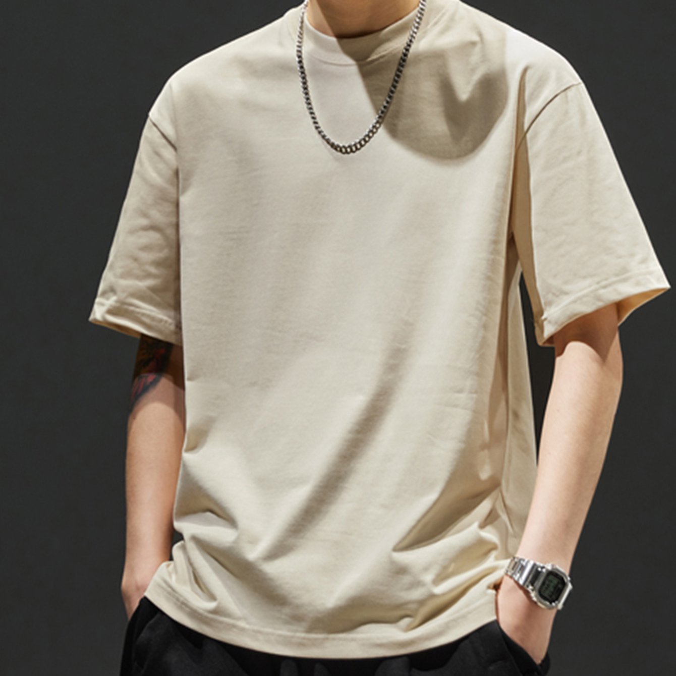 Camiseta de algodón de corte holgado para hombre, manga corta, casual, verano, al aire libre