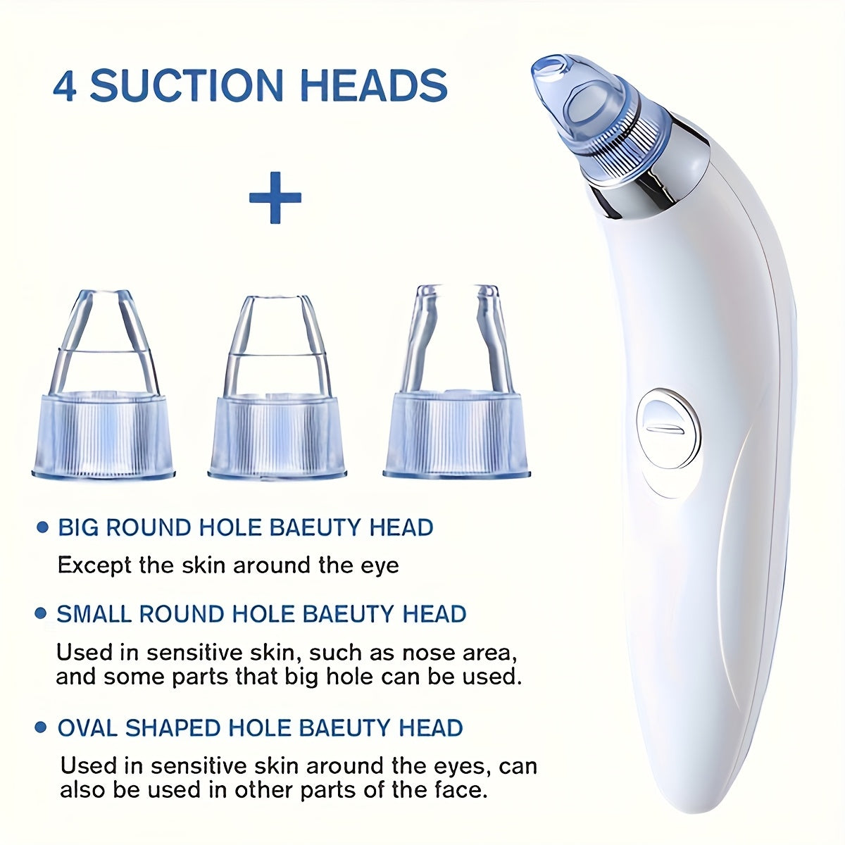 Portable Facial Pore Cleansing Device with 4 Probes for Blackhead Removal for Men and Women