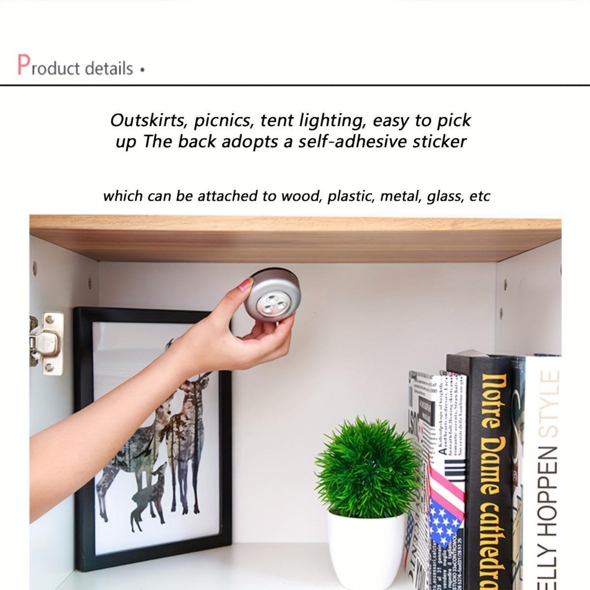 3-Piece Touch Lamp with 3 LED Lights for Emergency Wall Cabinet Bedside Use