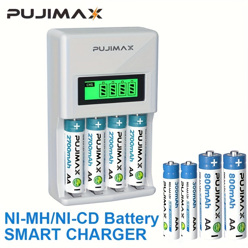 USB Smart Battery Charger for AA AAA Ni-MH Ni-Cd Batteries with LED Display