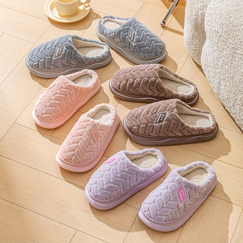 Women's Plush Slippers Warm Anti-slip Indoor Footwear for Autumn and Winter