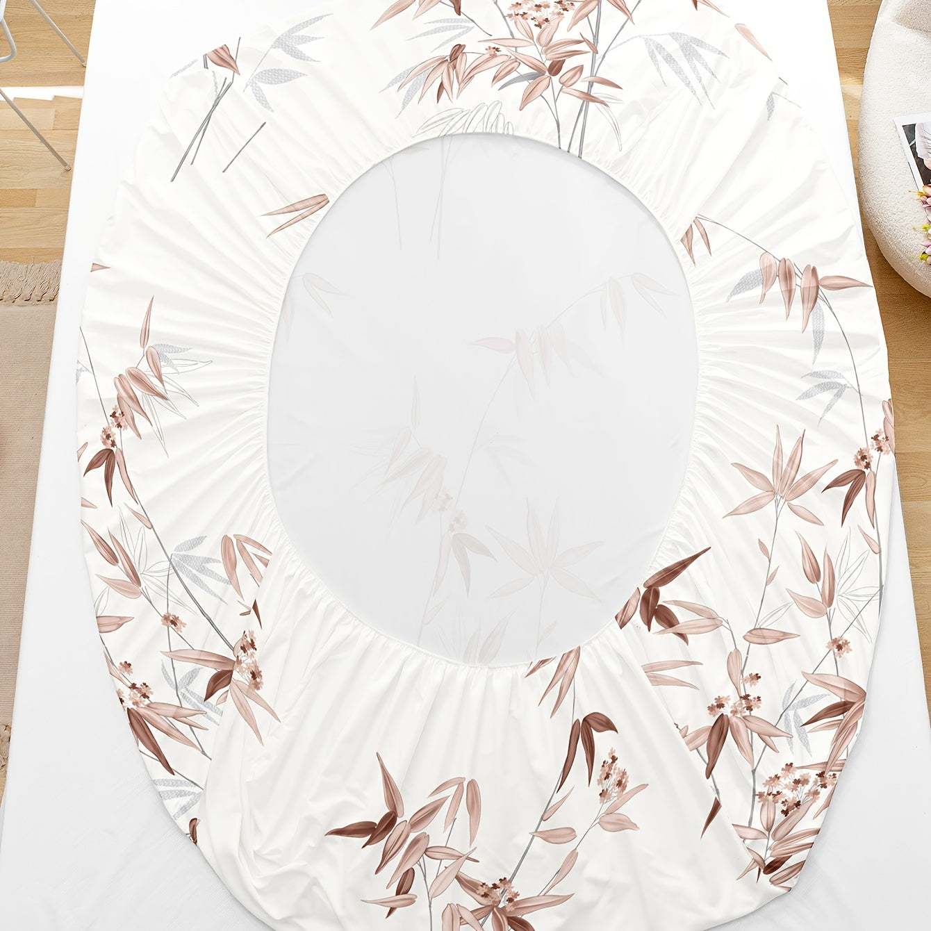 Set of 3 Plant Printed Fitted Sheets Bedding Set Breathable Soft for Bedroom and Guest Room