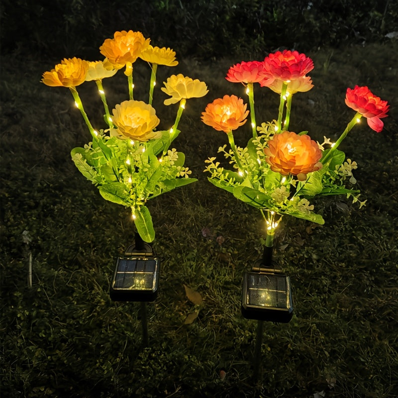 Stainless Steel Solar Garden Lights Snow Lotus Design Pathway Semi Flush Mount 600mAh