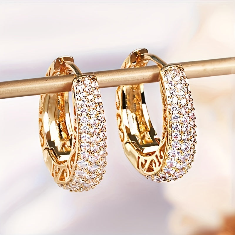 Gold Zirconia Earrings for Women Bridal Wedding Fashion Accessories