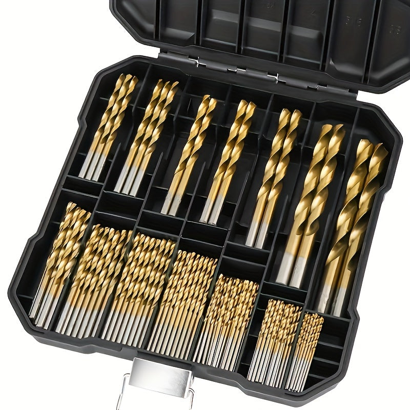 50 Titanium Plated Steel Drill Bits Set with Round Handles for Electric Drills 1-3mm