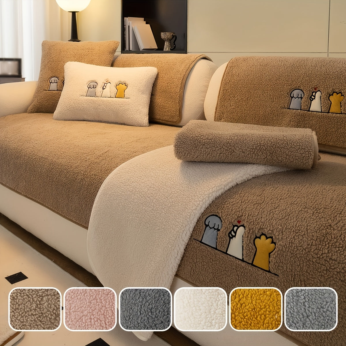 Plush Sofa Slipcover and Pillowcase Protects Furniture in Any Room