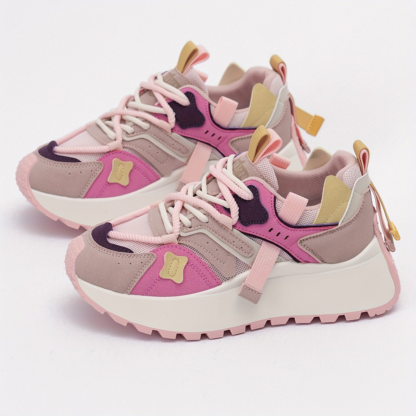 Women’s Mesh Casual Sneakers, Breathable Comfort, Color Block Design