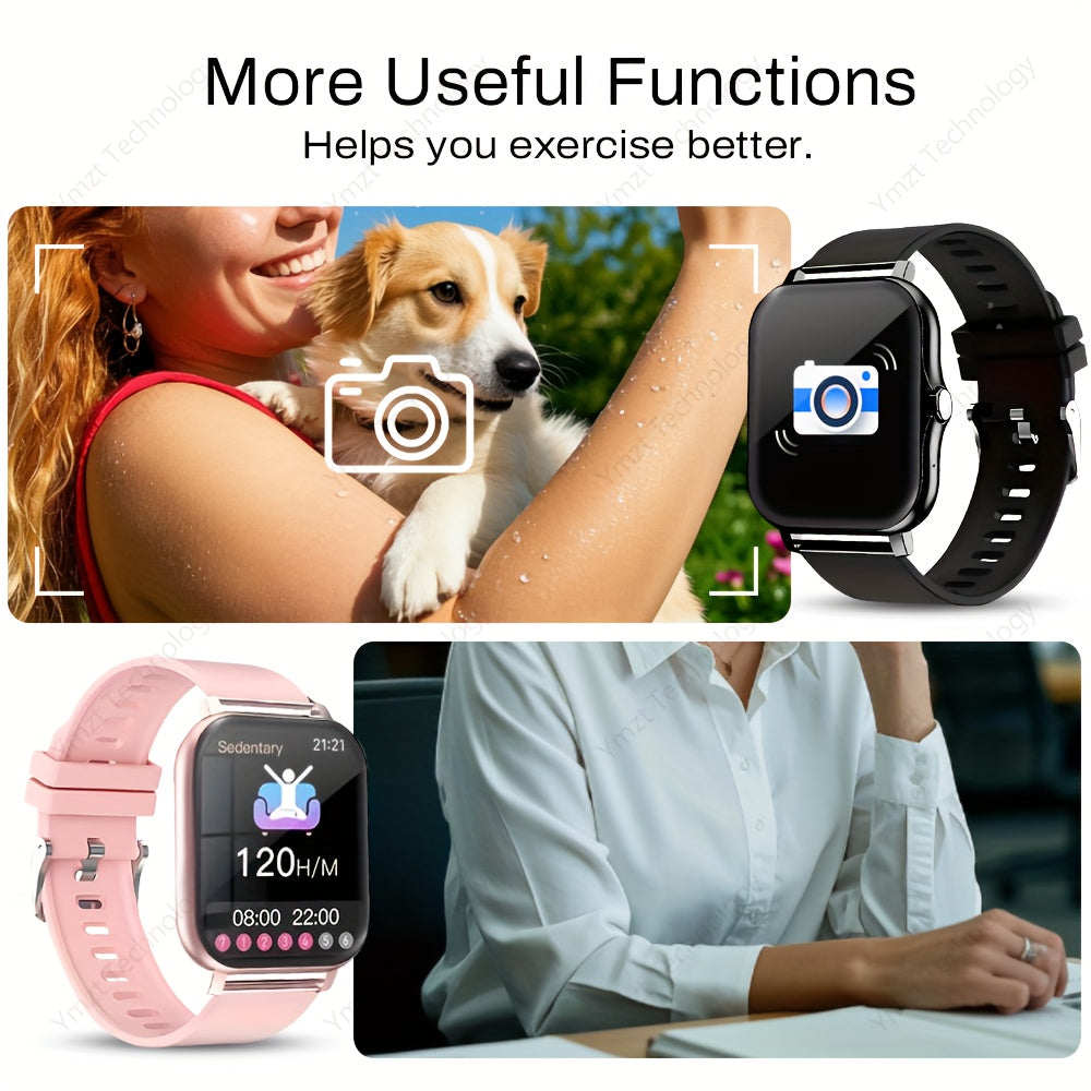 2025 Smartwatch 4.65cm Full Touch Screen Music Player Camera Sports Step Counter Weather Forecast Wireless Calls Compatible with Android iPhone