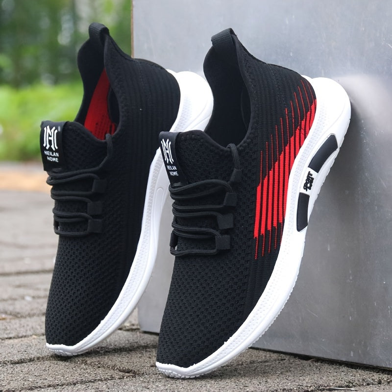 Zapatillas de punto tejidas para hombre para actividades al aire libre suela de goma antideslizante zapatos casuales con cordones