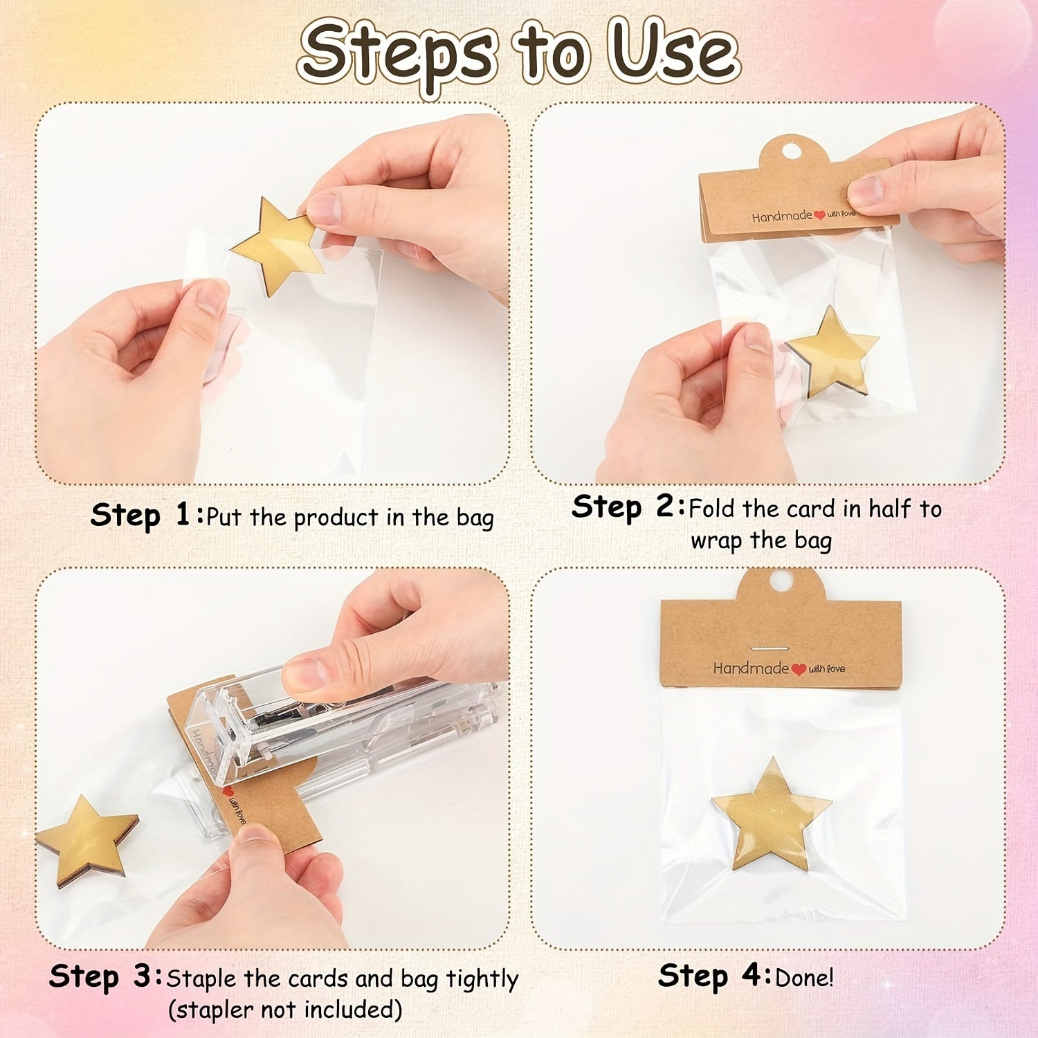 Set de embalaje para joyería de 100 piezas con bolsas transparentes y tarjetas de exhibición para pulseras, pendientes y manualidades