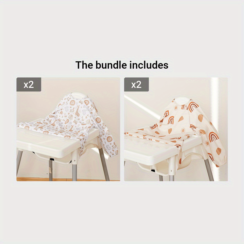 Waterproof PUL Long-Sleeved Baby Bib for High Chairs Strollers and Tables