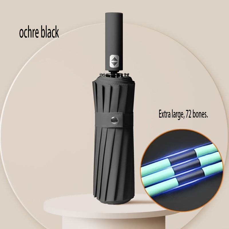 Paraguas automático unisex plegable con 72 varillas reforzadas protección UV resistente al agua