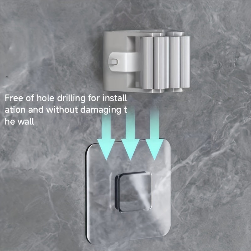 Soportes de pared resistentes para trapeadores y escobas, ganchos de almacenamiento sin taladro para cocina y baño
