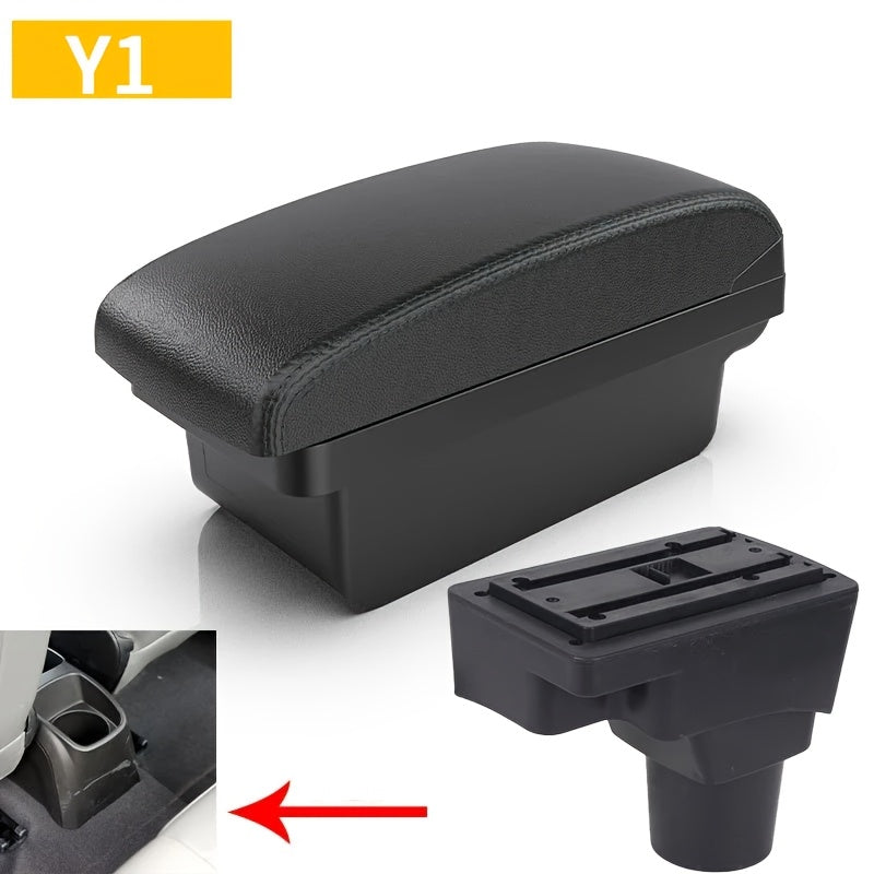 Car Interior Armrest Storage Box for Sedan Leather Black 2011–2020