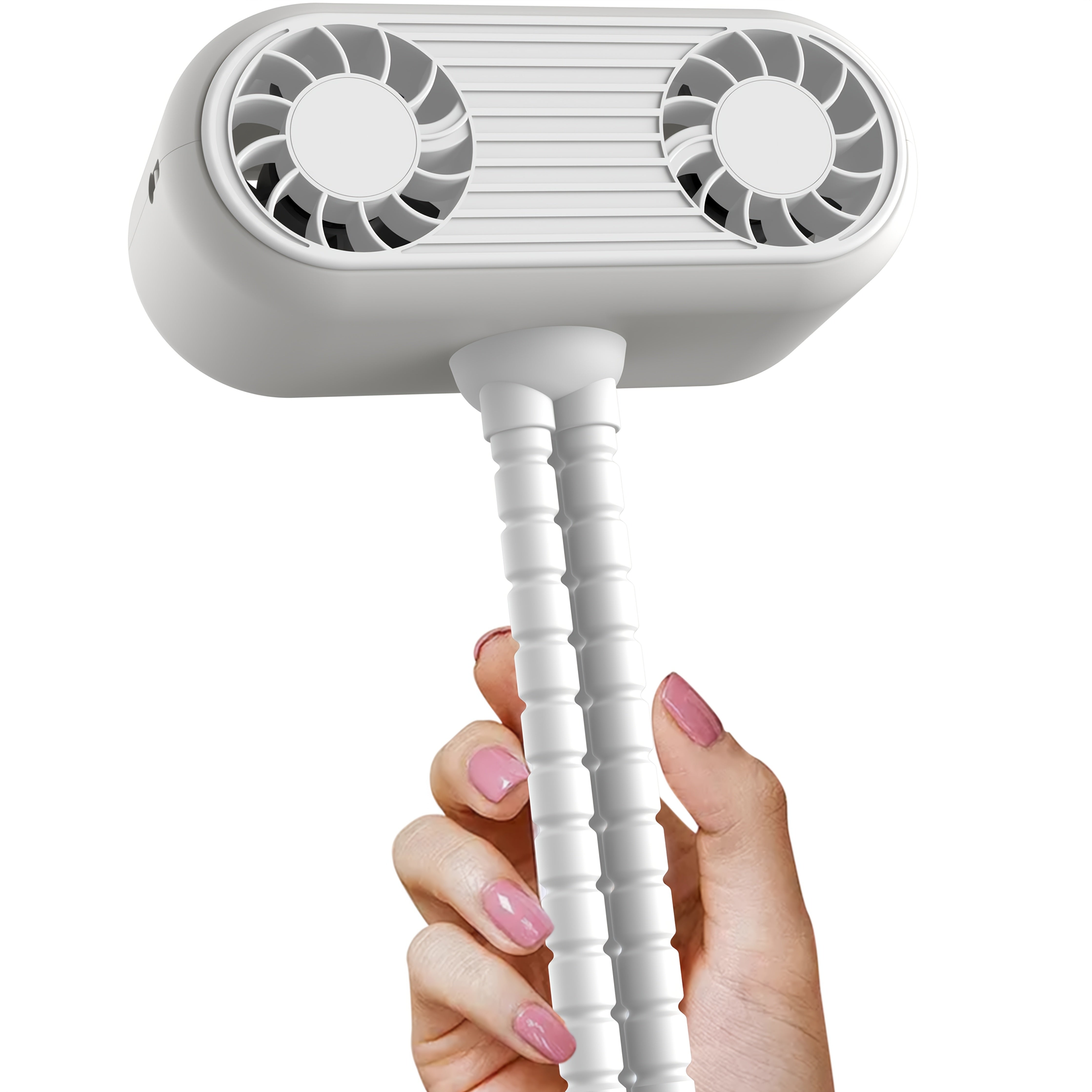 Портативный вентилятор для коляски с USB-аккумулятором, съемным креплением на штатив, 3 скорости, время работы 6 часов, идеально подходит для автомобильных сидений и туристических палаток. Доступен в черном/белом цвете. Гибкий вентилятор с шейкой.