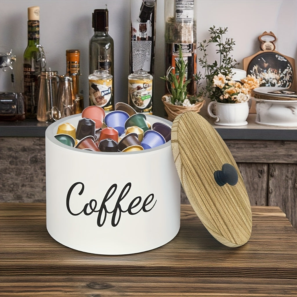 Yog'och qahva podlarini saqlash konteyneri, qopqoq bilan, qahva stantsiyasi uchun tashkilotchi, bardoshli yog'och qahva filtrini saqlash uchun holder