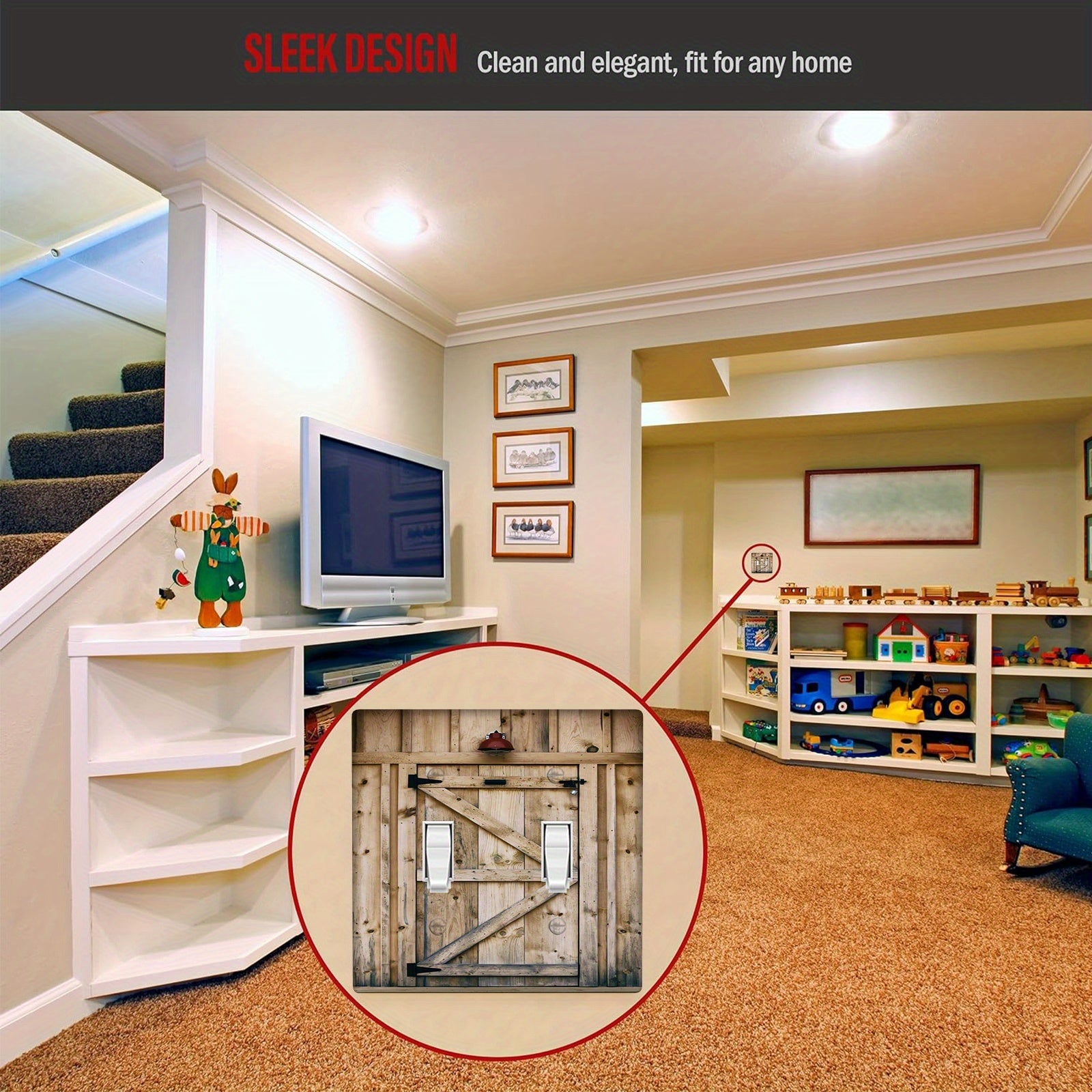 Декоративная накладка на стену в виде rustic barn door, накладка для выключателя света и розетки, не требует электричества, универсальна для декора комнаты.