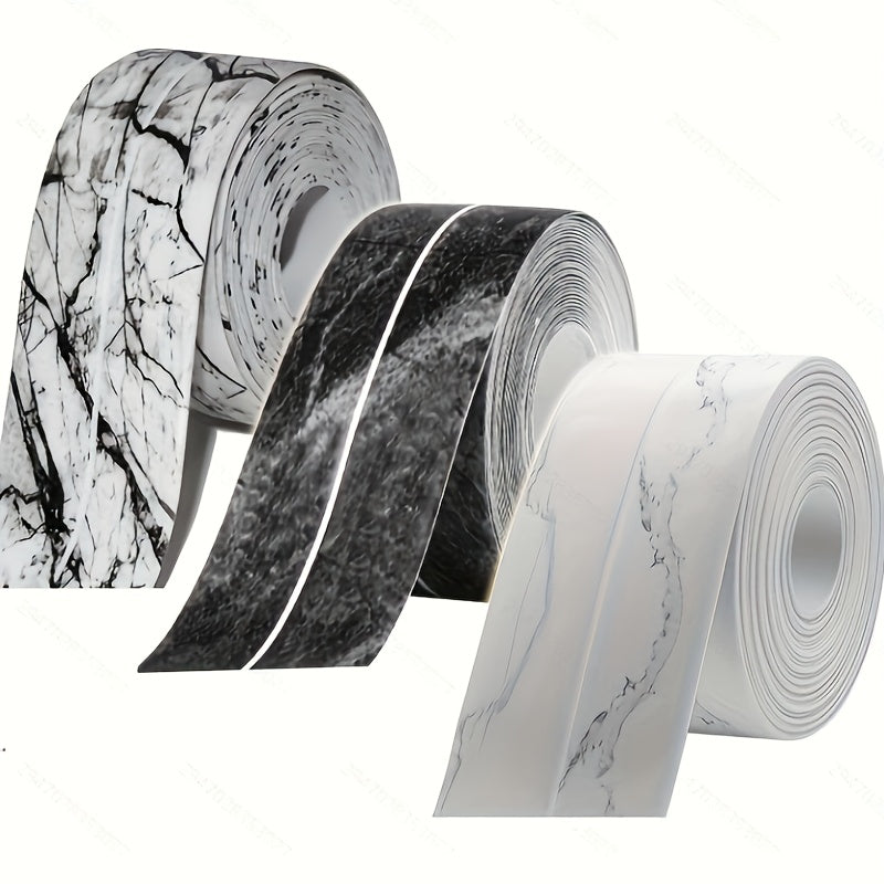 PVC Self-Adhesive Caulk Tape 3.81cm x 3.2m for Bathroom Sink Toilet Edge Protector White Black Grey