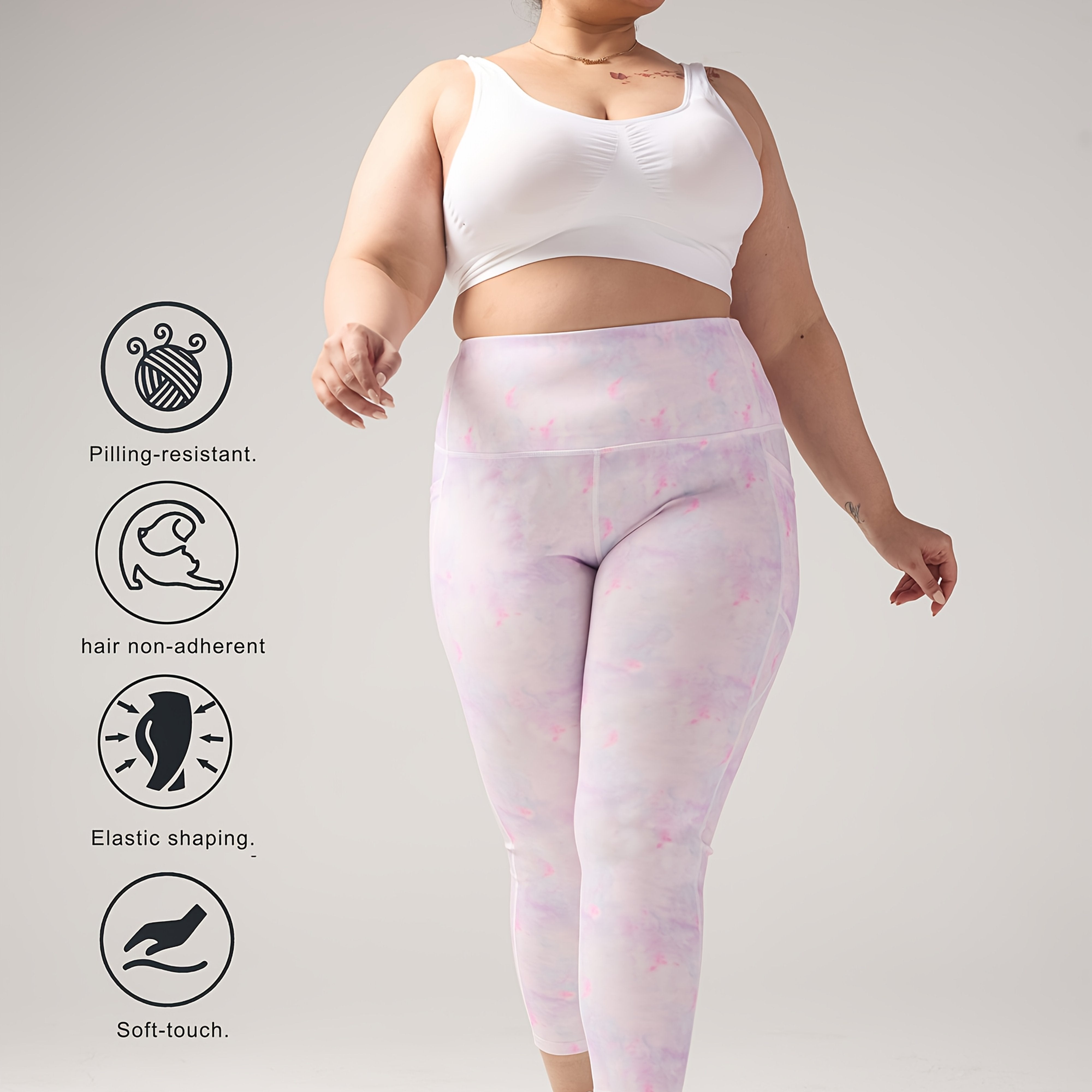 Plus Size Women's Cloud Pattern Capri Pants High-Waisted Tummy Control