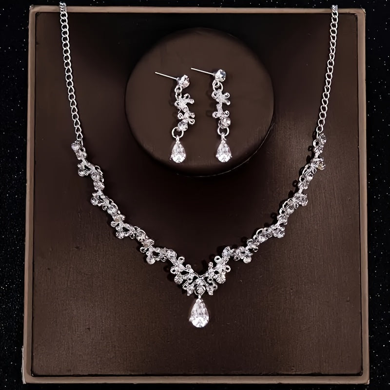 Set of 3 Bridal Jewelry Pieces Including Tiara for Wedding Dress Accessories