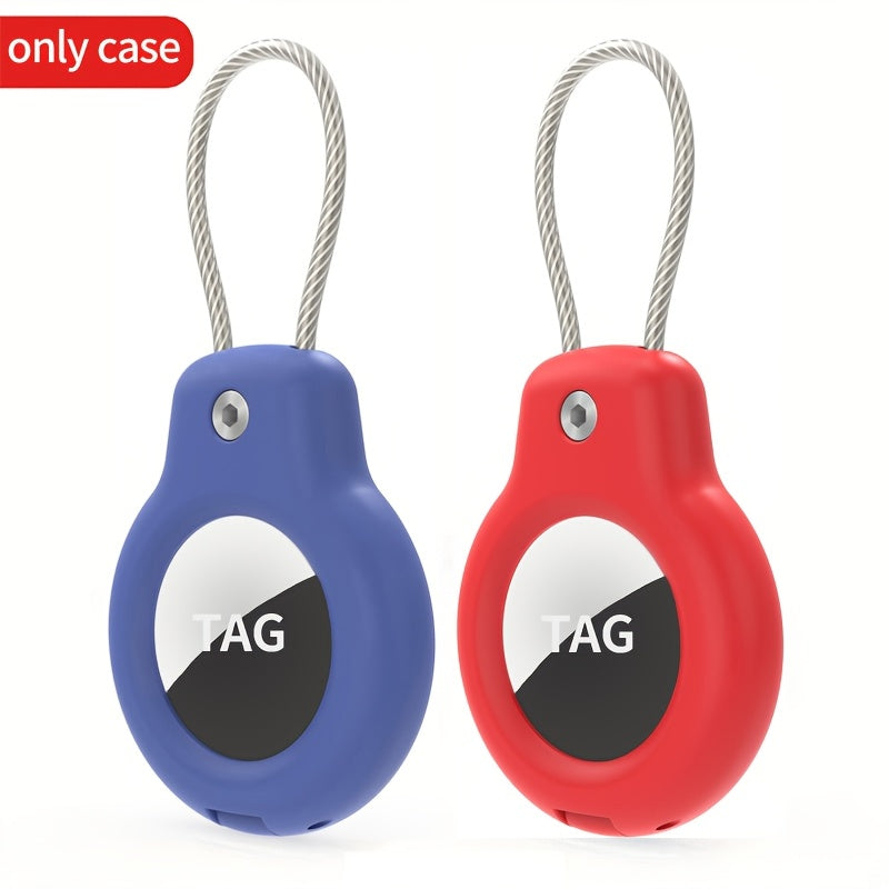 2 piezas de fundas protectoras de acero inoxidable para AirTag, llavero antirrobo, etiqueta de equipaje