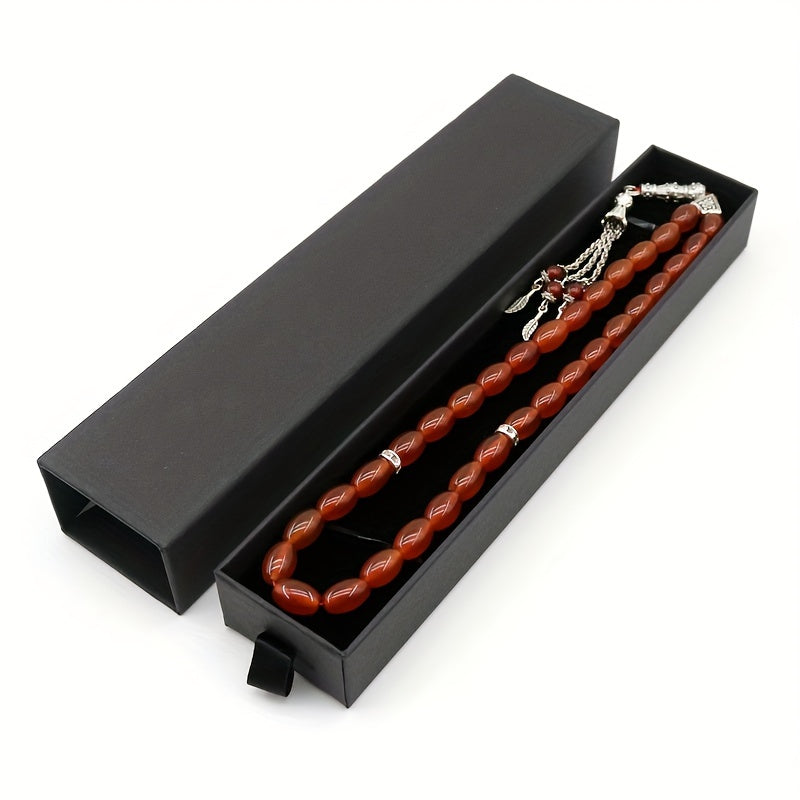 Agate Oval Tasbih Muslim Prayer Beads Rosary Eid Gift Set for Men Women
