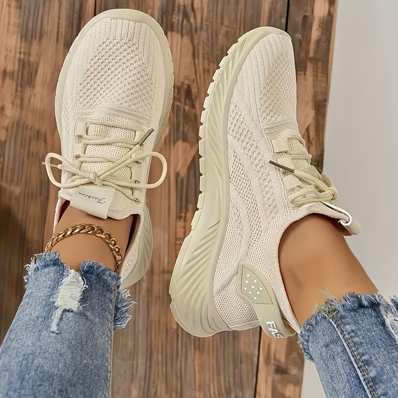Women's Knitted Sneakers Lightweight Running Tennis Shoes Breathable Plus Size