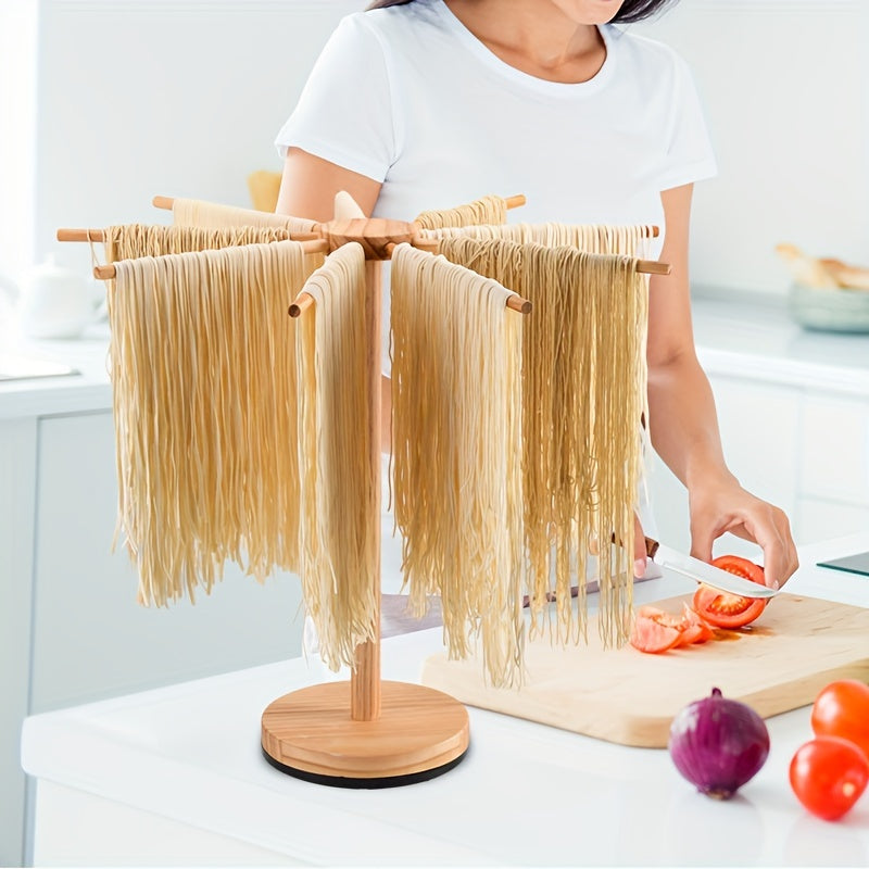 Drevesinli Makaron Quruq Rack - Aylanuvchi Dizayn, Tabiiy Qoplama, Oshxona va Restoran Makaron Tayyorlash Uchun Ideal